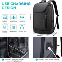 BANGE Üzleti Intelligens Vízálló Laptop Hátizsák 15.6" USB Töltőporttal - L, Black 5