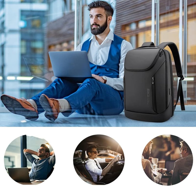 BANGE Üzleti Intelligens Vízálló Laptop Hátizsák 15.6" USB Töltőporttal - L, Black