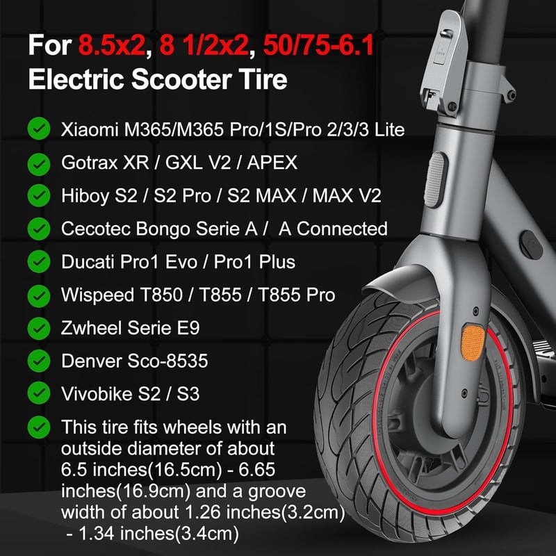 BANGTING 10x2.125 Defektmentes Tömör Gumiabroncs Elektromos Rollerekhez - Xiaomi, Gotrax Kompatibilis - 500kg Teherbírás - 2db Szett