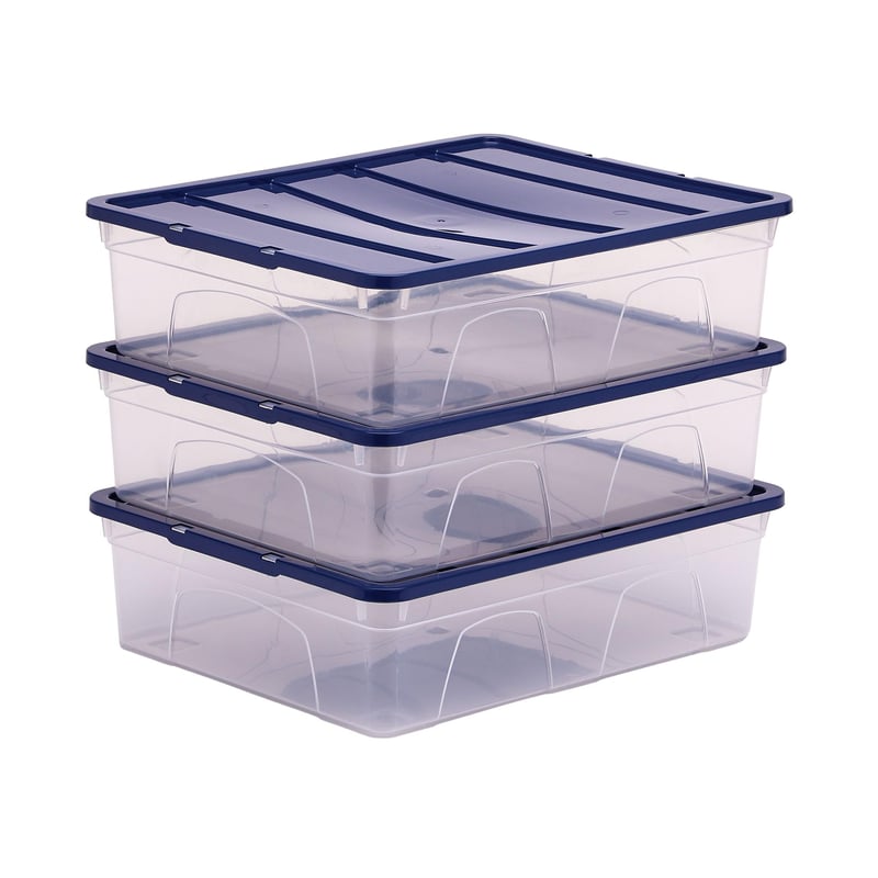 BANKERS BOX 12L plastična kutija za pohranu, 3 komada, bez BPA i 100% reciklirani poklopac, mogućnost slaganja jednu na drugu, 11x32x40 cm, za organizaciju doma i ureda