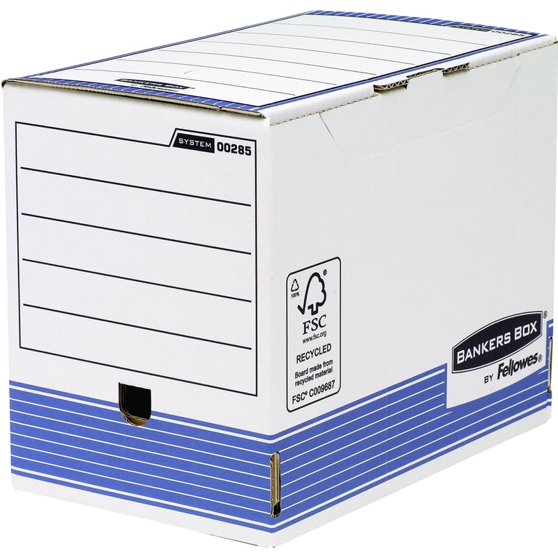 Archivačný box Bankers Box Fellowes System A4 s automatickým skladaním, hĺbka 20 cm, modrý, balenie 10 ks