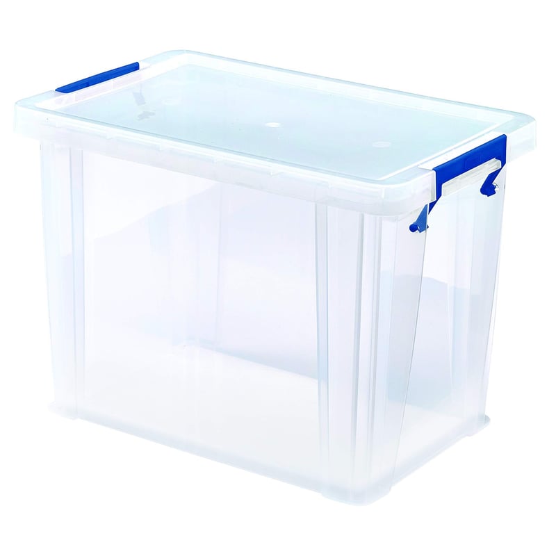 Plastový úložný box BANKERS BOX ProStore s vekom 18,5 l, 28x32x20 cm, priehľadný, bez BPA, na závesné zakladače, stohovateľný