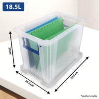 Plastový úložný box BANKERS BOX ProStore s vekom 18,5 l, 28x32x20 cm, priehľadný, bez BPA, na závesné zakladače, stohovateľný 2