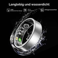 Inteligentný prsteň BANLVS pre mužov a ženy, 24/7 tepová frekvencia, HRV, SpO2, spánok, teplota, 176 športových režimov, vodotesnosť IP68, Android iOS, strieborný, veľkosť 67 9
