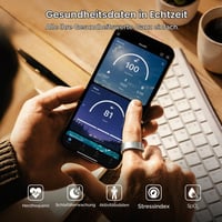 Inteligentný prsteň BANLVS pre mužov a ženy, 24/7 tepová frekvencia, HRV, SpO2, spánok, teplota, 176 športových režimov, vodotesnosť IP68, Android iOS, strieborný, veľkosť 67 4