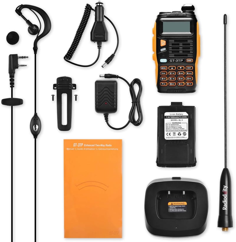 Baofeng GT-3TP Mark III Kétsávos Adóvevő 144-146/430-440MHz, 8W/4W/1W Teljesítmény, 11km Hatótáv, 1800mAh Akkumulátor, Narancs