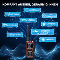 BAOFENG GT-5R Mini kézi amatőr rádió, 999 csatorna, USB-C töltés, borostyánsárga - 2 db 2