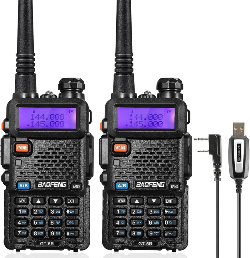 BAOFENG GT-5R Walkie Talkie 2db Duál Sávos Rádió UHF VHF 128 Csatorna 1800mAh