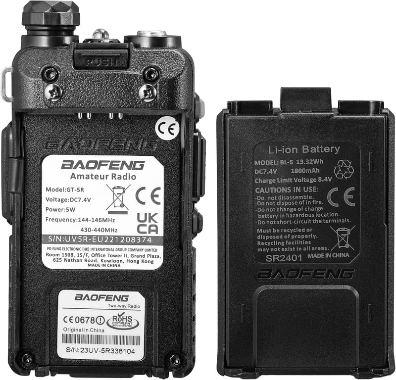 BaoFeng GT-5R Dual Band Walkie Talkie VHF/UHF 128 csatorna 1800mAh