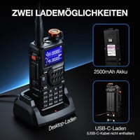 BAOFENG K5 Plus 10W kétsávos walkie-talkie légisávval, 2500 mAh, 999 csatorna, CHIRP - fekete 6