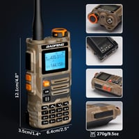 BAOFENG K63 6W amatőr kézirádió triszsávos UHF VHF 1.25 m, AM/FM vevő 2600 mAh, 999 csatorna, sivatagi terepszín 7