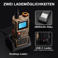 BAOFENG K63 6W amatőr kézirádió triszsávos UHF VHF 1.25 m, AM/FM vevő 2600 mAh, 999 csatorna, sivatagi terepszín 6