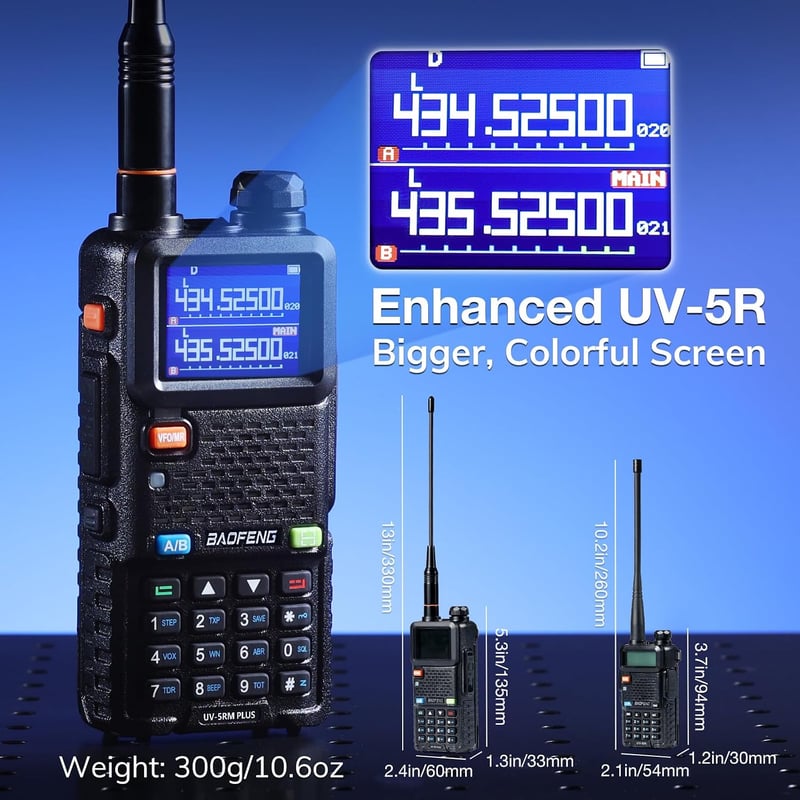 BaoFeng UV-5RM Plus 10W két sávos rádió, FM Air vevő, 2 db, 2500mAh, USB-C, CHIRP, programozókábel és puha tok