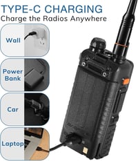 BaoFeng UV-5RM Plus GPS kézi adóvevő - 10W, kétsávos, 640 csatorna, 2500 mAh, USB-C - 2 db 7