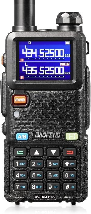 Baofeng UV-5RM Plus amatőr kézirádió többsávos, frekvenciamásolás, légiforgalmi sáv, 2500 mAh