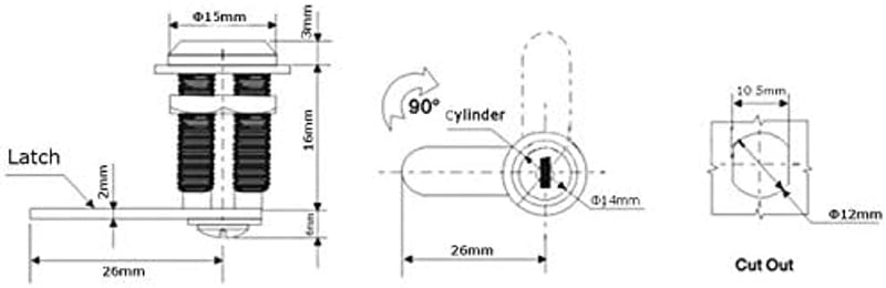 Baogu Bútor Zár 15mm 2 Kulccsal Levéldoboz Zároláshoz