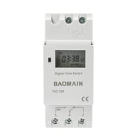 Digitálny LCD programovateľný časový spínač Baomain THC15A, 12V DC, 16A, montáž na DIN lištu 8