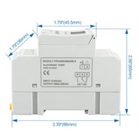 Digitálny LCD programovateľný časový spínač Baomain THC15A, 12V DC, 16A, montáž na DIN lištu 5