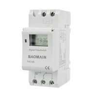 Digitálny LCD programovateľný časový spínač Baomain THC15A, 12V DC, 16A, montáž na DIN lištu 1