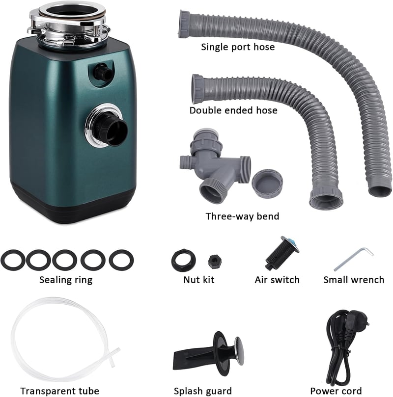 BAOSHISHAN 600W Konyhai Hulladékdaráló Gombkapcsolóval 3800 rpm Mosogatótálcához