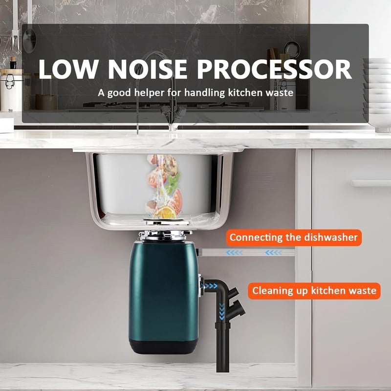 BAOSHISHAN 600W Konyhai Hulladékdaráló Gombkapcsolóval 3800 rpm Mosogatótálcához