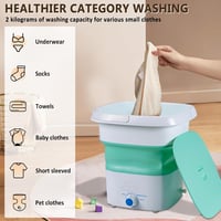 BAOSHISHAN Összecsukható Mini Mosógép 2kg Kapacitással - Hordozható Kék Felültöltős Centrifugával 11,5L - Utazáshoz, Kempingezéshez 3