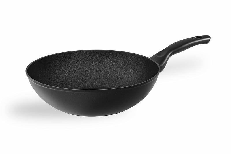 Barazzoni Wok 28 cm hosszú nyéllel, Dolomitica, extra fekete, 3,5 literes
