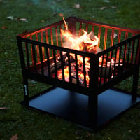Barbecook Coș de foc pentru lemne, pătrat, din oțel lăcuit, 62 x 62 cm lățime și 48,5 cm înălțime, negru 2