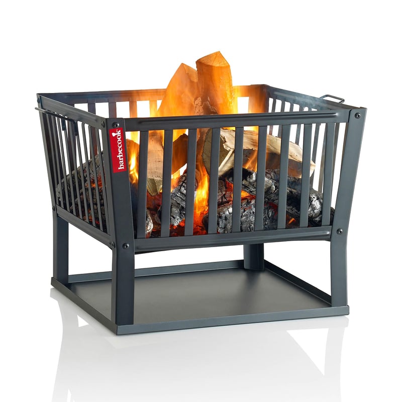 Barbecook Coș de foc pentru lemne, pătrat, din oțel lăcuit, 62 x 62 cm lățime și 48,5 cm înălțime, negru
