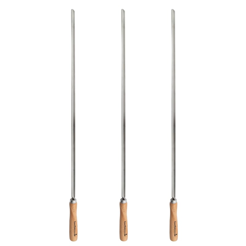 Barbecook Set višekratnih BBQ ražnjića - 3 XL ražnjića od nehrđajućeg čelika i drva, 65 cm