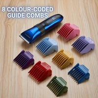 Mașină de tuns părul și barba fără fir BarberBoss QR-2082 cu lame ceramice auto-ascuțite, rezistentă la apă, cu afișaj LED, încărcare rapidă și 8 accesorii de pieptene 6