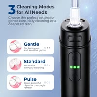 Duș bucal portabil BarberBoss QR-7112 negru, irigator bucal wireless de călătorie, 3 niveluri de presiune, 6 duze, rezervor telescopic IPX8, încărcare USB-C 4