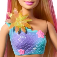 Bábika Barbie Kúzelná morská víla s prekvapením v podobe rozkvitajúceho kvetu, korunkou z perál, dlhými blond vlasmi a ružovým melírom, JDM72 5