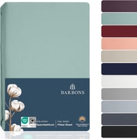 BARBONS Napínacia plachta 180x200 cm, 100% bavlnený džersej, certifikát Oeko-Tex, pre boxspring postele a vysoké matrace (do 27 cm), zelená 1