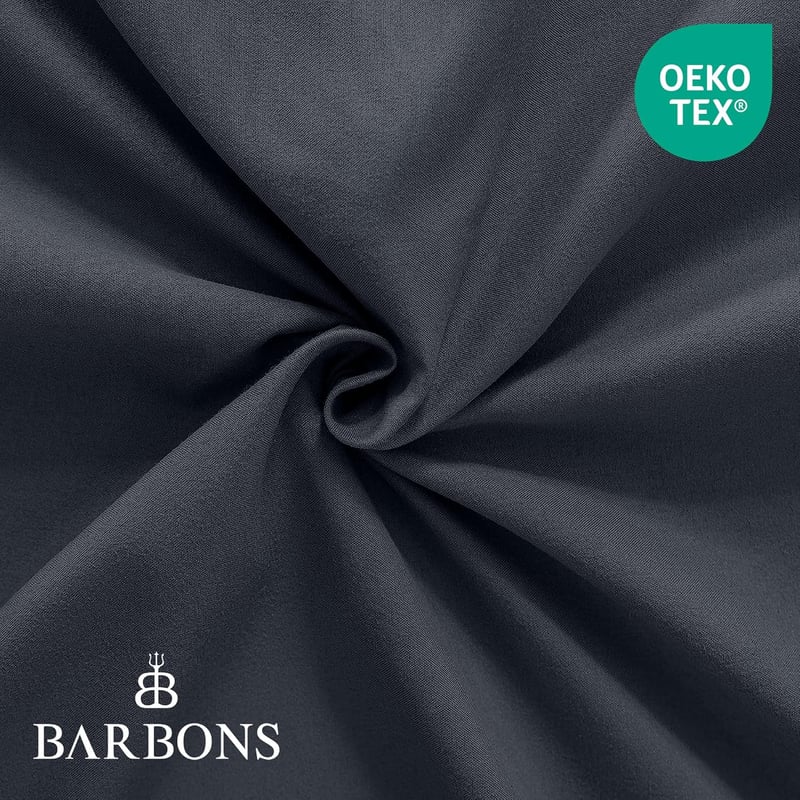 BARBONS Gumis Lepedő 180x200 cm Sötétszürke 100% Pamut Oeko-Tex - Fitted Sheets 180 x 200 cm, Darkgray