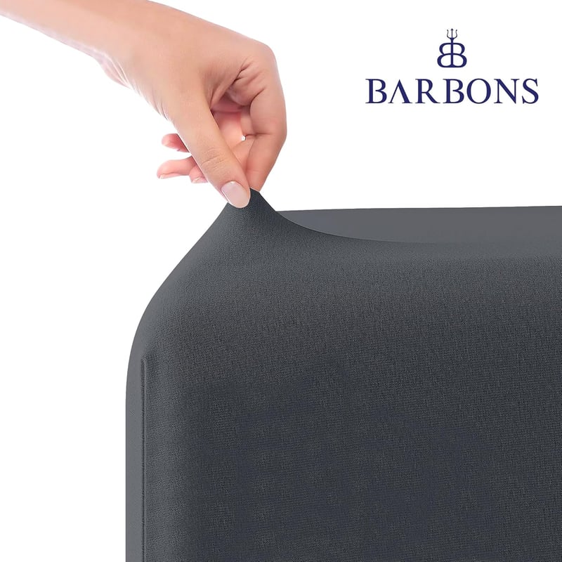 BARBONS Gumis Lepedő 180x200 cm Sötétszürke 100% Pamut Oeko-Tex - Fitted Sheets 180 x 200 cm, Darkgray