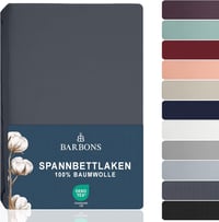 BARBONS Gumis Lepedő 180x200 cm Sötétszürke 100% Pamut Oeko-Tex - Fitted Sheets 180 x 200 cm, Darkgray 1