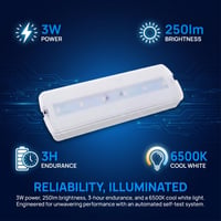 Iluminat de urgență LED Barcelona B1050, 3W, alb rece 6500K, 250 lumeni, test automat, montaj aparent sau încastrat, autonomie 3 ore 6