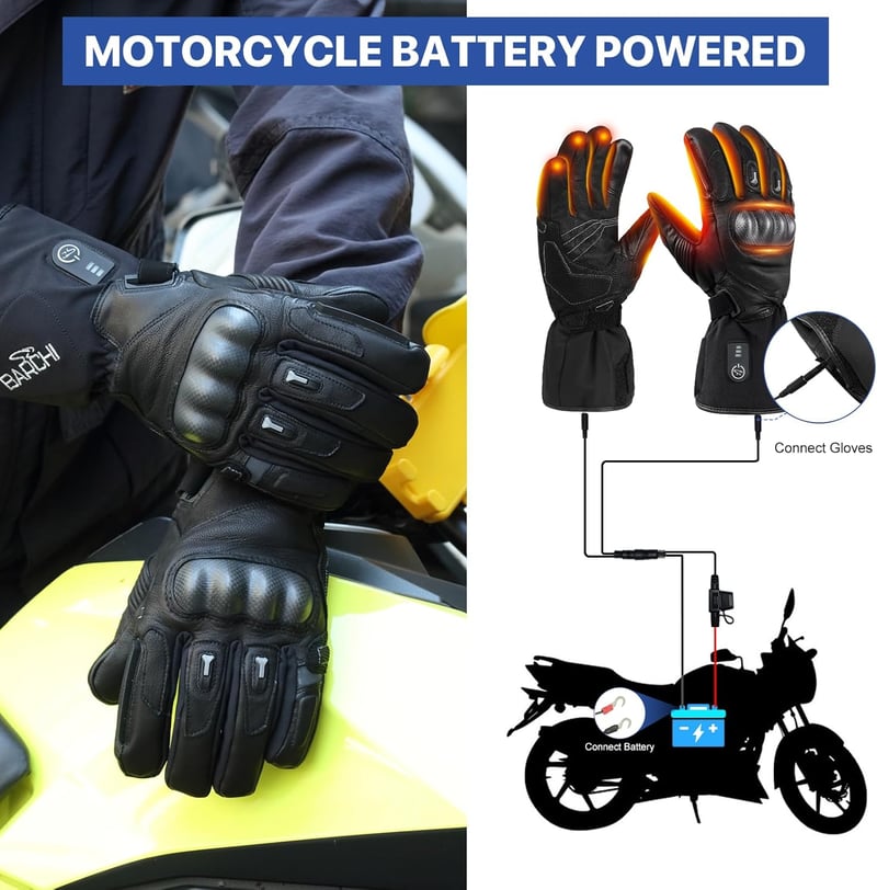 BARCHI HEAT Fűthető Kesztyű Férfiaknak és Nőknek, Elektromos Kerékpár Motoros Téli Kesztyű, M-es méret