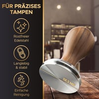 BaristaLegends 58,5 mm Espresso Tamper Rozsdamentes Acél Fa Nyéllel Profi Kávéhoz 2