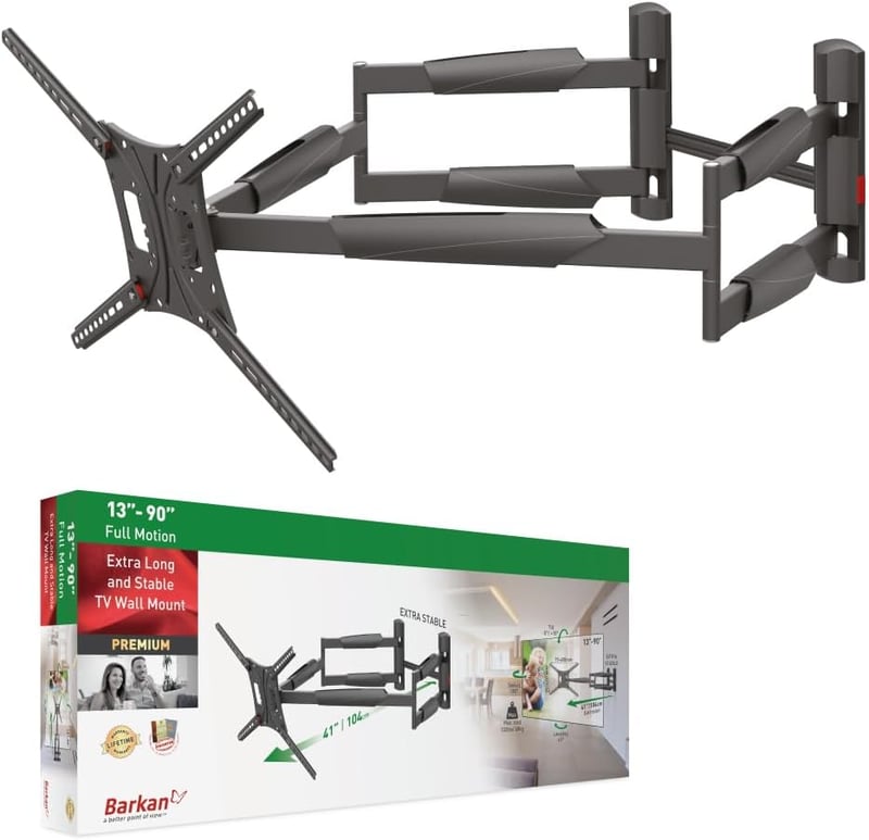 Barkan TV Fali Tartó 13-90 Hüvelyk Dupla Karos Forgatható Dönthető Konzol LED OLED LCD Televízióhoz 60kg Teherbírás VESA 600x400