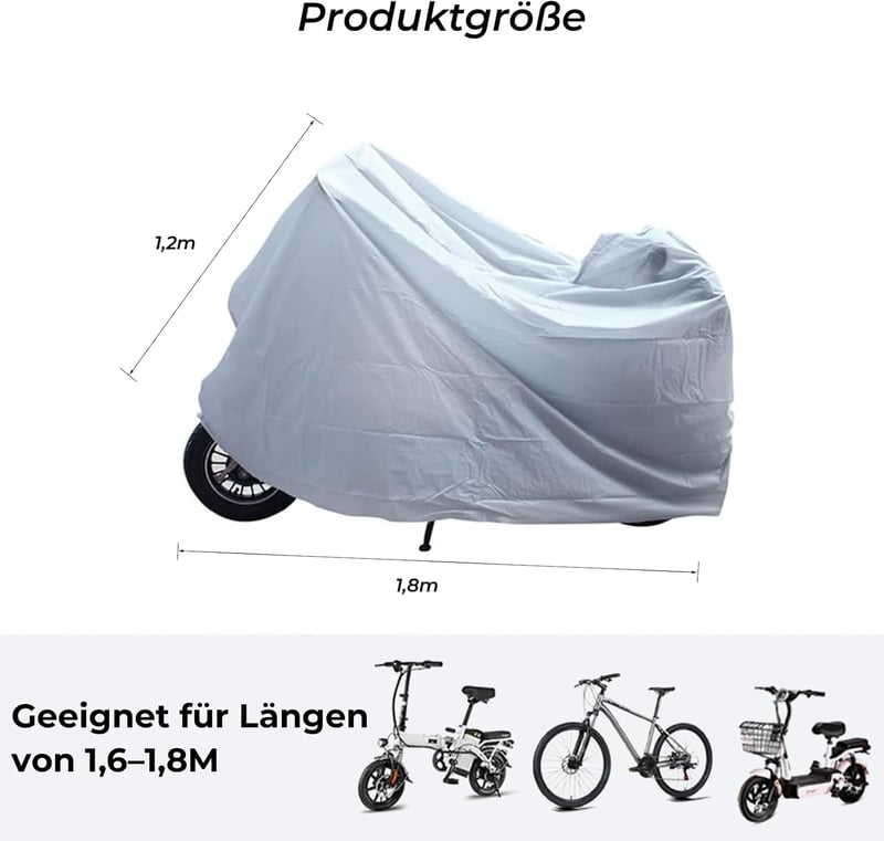 Barlone 210D Oxford kerékpárponyva vízálló eső por UV védelemmel, fehér, 180 x 120 cm kültéri garázshoz, hó és nap ellen