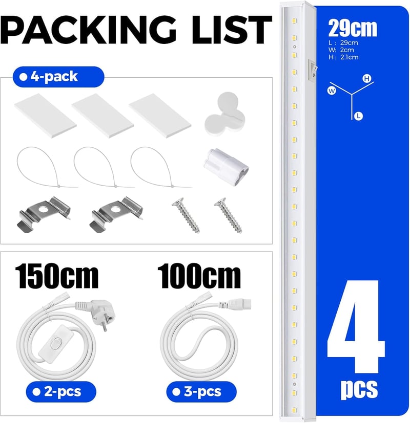 Barrina T5 LED növénylámpa 5000K 29cm 4db szett teljes spektrum - 29cm, White