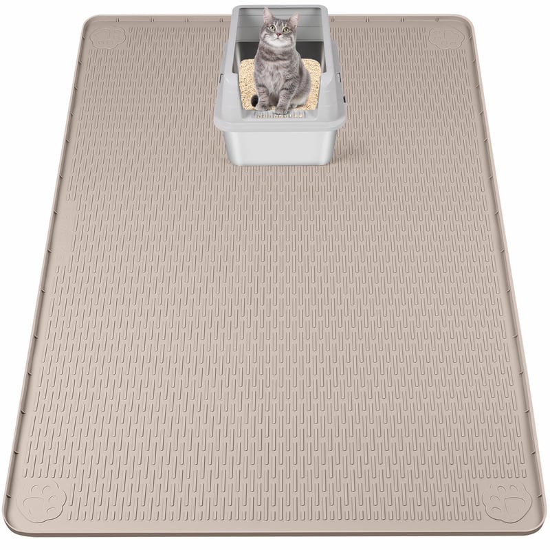 Bartuke XXL prostirka za mačji pijesak 127x89 cm, velika silikonska podloga za mačji toalet, kaki