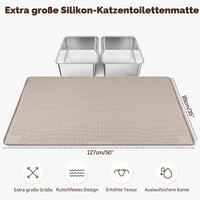 Bartuke XXL prostirka za mačji pijesak 127x89 cm, velika silikonska podloga za mačji toalet, kaki 2