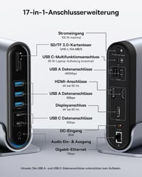 Dokovacia stanica Baseus 17 v 1, 4K HDMI x2, DP x1 pre 3 monitory, 100W PD, USB 3.0 x3, LAN, čítačka SD/TF kariet, audio hub pre Windows, Mac a notebooky 2