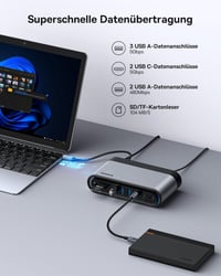 Dokovacia stanica Baseus 17 v 1, 4K HDMI x2, DP x1 pre 3 monitory, 100W PD, USB 3.0 x3, LAN, čítačka SD/TF kariet, audio hub pre Windows, Mac a notebooky 5