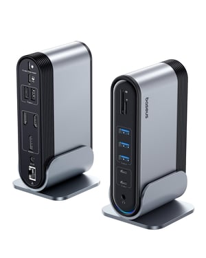 Baseus 17-u-1 priključna stanica 4K HDMI x2 DP x1 za 3 monitora 100W PD USB 3.0 x3 LAN SD/TF čitač kartica audio hub za Windows Mac prijenosna računala
