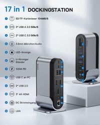 Dokovacia stanica Baseus 17 v 1 USB-C, 4K HDMI x3 pre tri monitory, 100W PD, USB 3.0 x5, LAN, čítačka SD/TF kariet, audio port, Windows a Mac 3