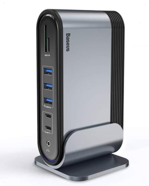 Baseus 17-u-1 USB-C priključna stanica, 4K HDMI x3, 100W PD punjenje, USB 3.0 x5, LAN, SD/TF čitač kartica, audio priključak, kompatibilno s Windows i Mac sustavima